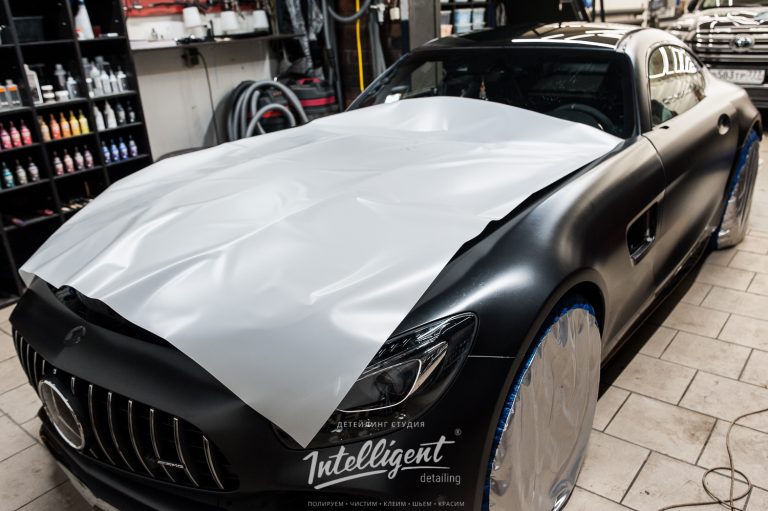 Mercedes GTS оклейка матовой полиуретановой пленкой