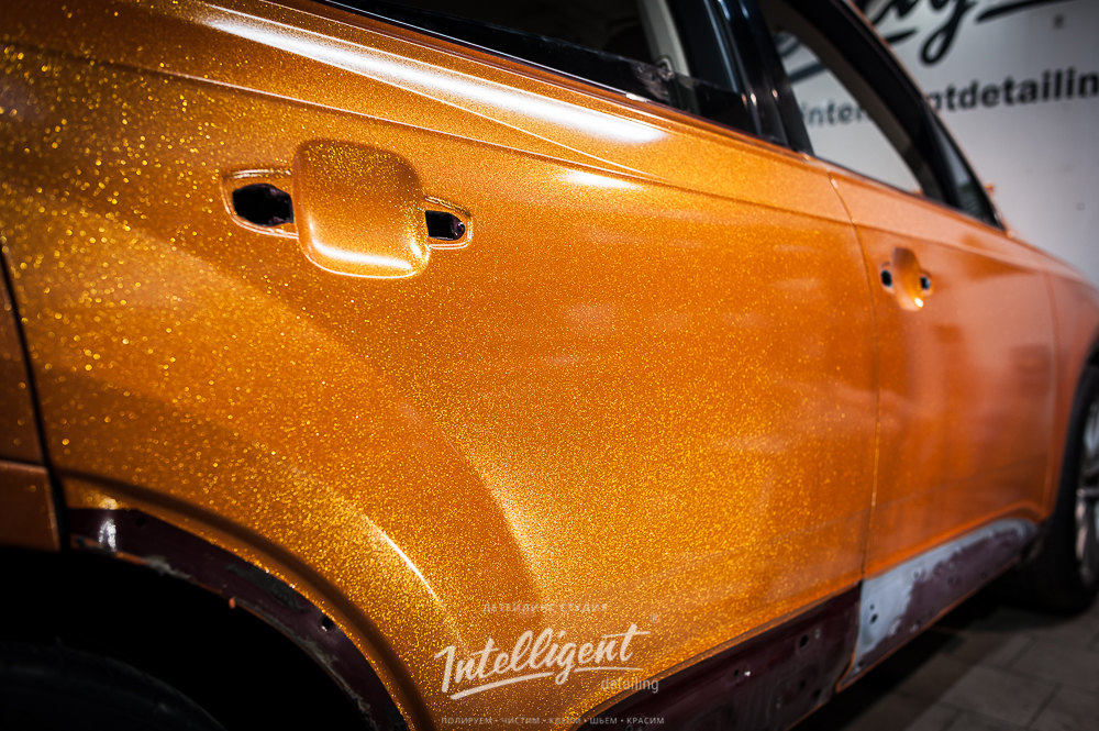 Audi Q7 оклейка в виниловый оранжевый